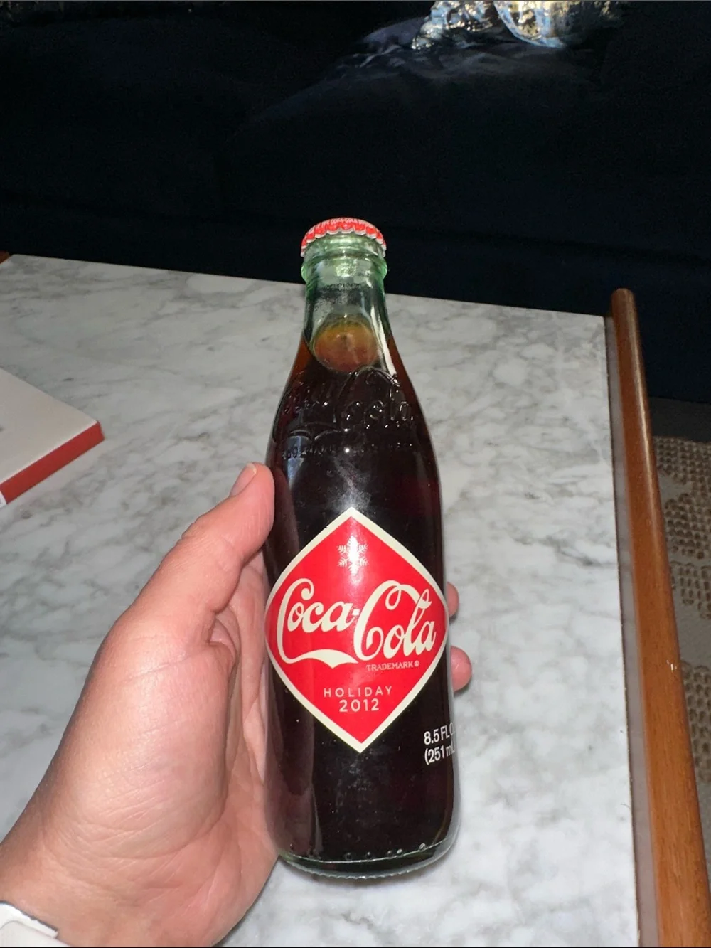 Coca Cola Glass Bottle Holiday 2012 Red Label and Red Cap - Picture 2 of 5